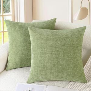 Set of 4 Decorative Cozy Chenille Pillow Covers (2 different sizes)- Sage Green